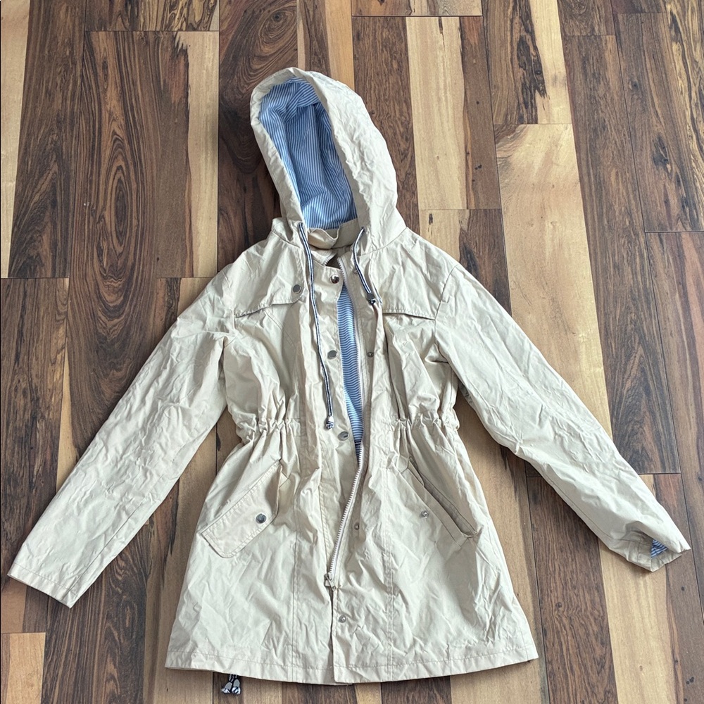 Women's Tan Hooded Rain Jacket